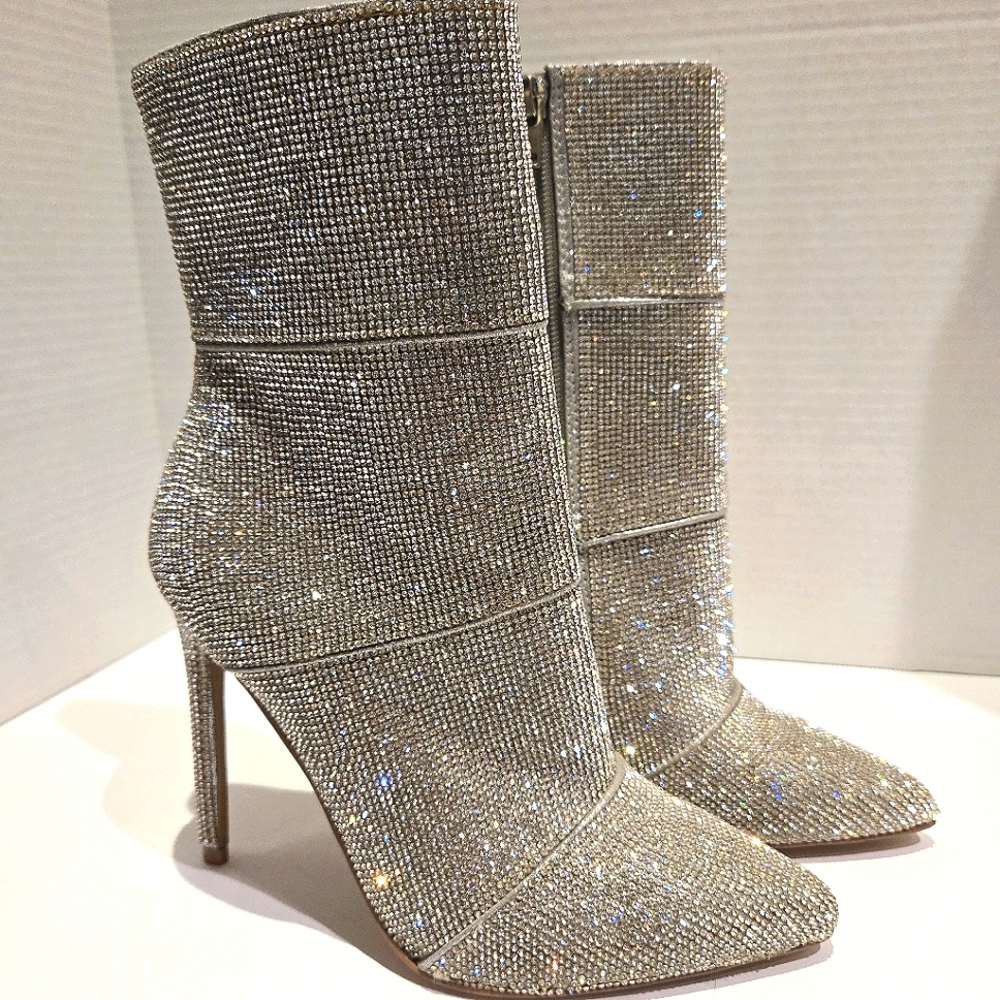 Steve Madden Winona Super Sparkly Rhinestone Stiletto Ankle Boots